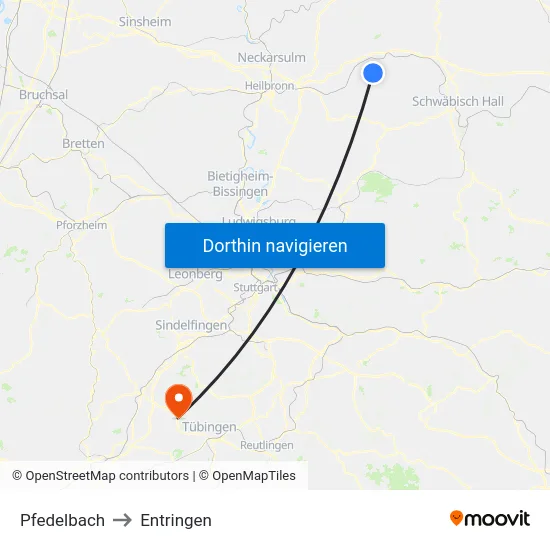 Pfedelbach to Entringen map