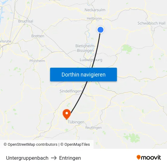 Untergruppenbach to Entringen map