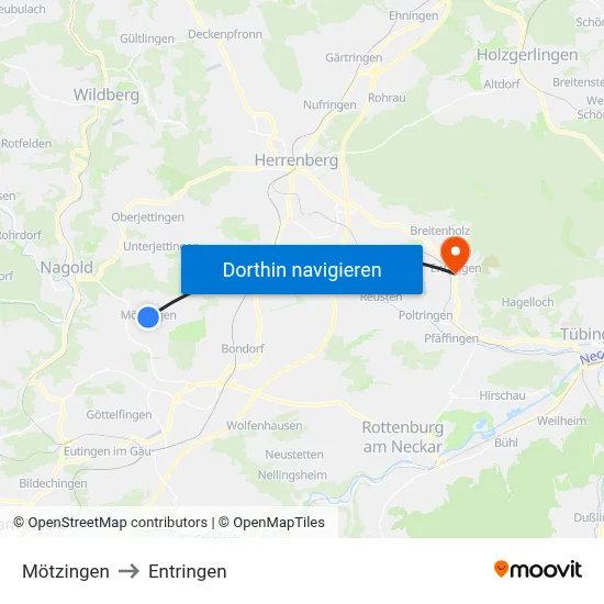 Mötzingen to Entringen map