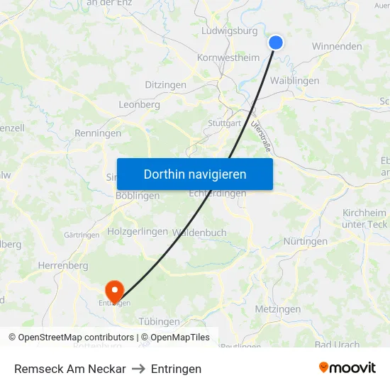 Remseck Am Neckar to Entringen map