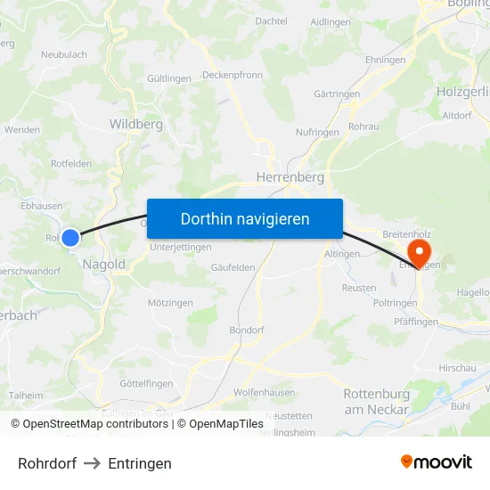 Rohrdorf to Entringen map