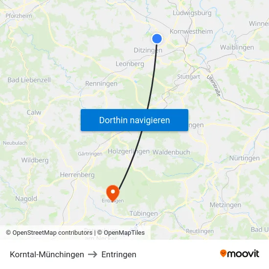 Korntal-Münchingen to Entringen map