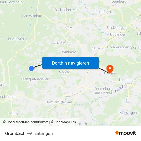 Grömbach to Entringen map