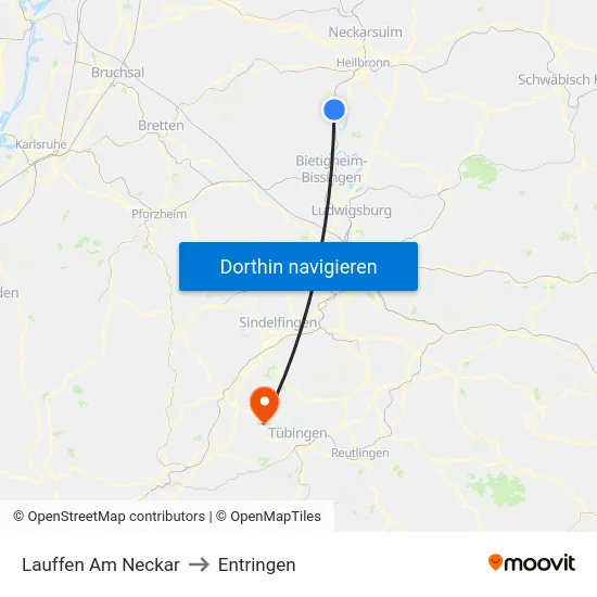 Lauffen Am Neckar to Entringen map
