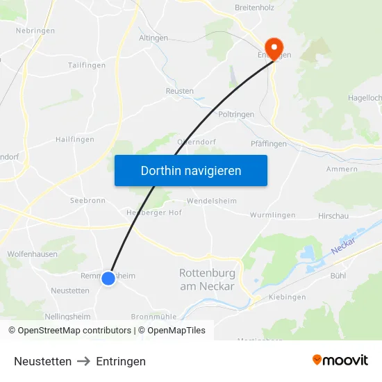 Neustetten to Entringen map