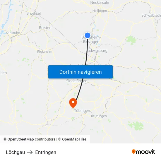 Löchgau to Entringen map