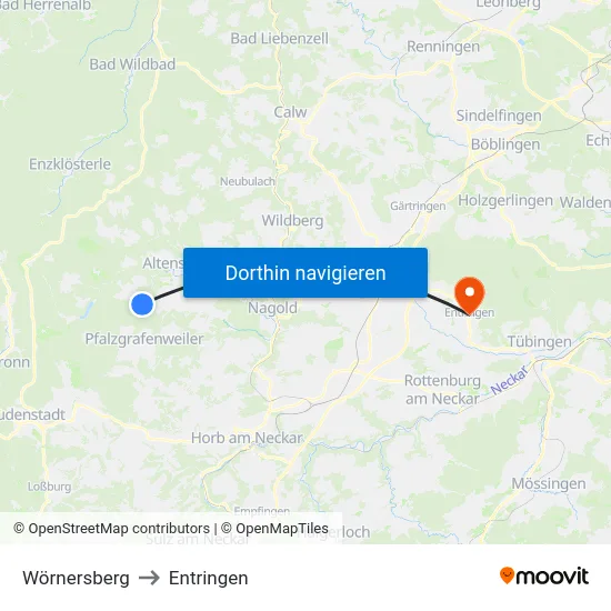 Wörnersberg to Entringen map