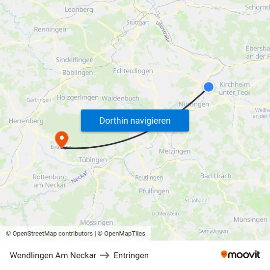 Wendlingen Am Neckar to Entringen map