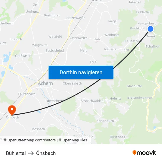 Bühlertal to Önsbach map