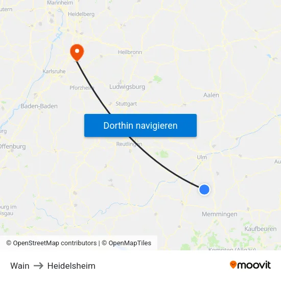 Wain to Heidelsheim map