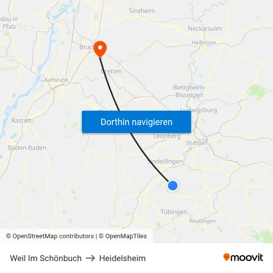 Weil Im Schönbuch to Heidelsheim map