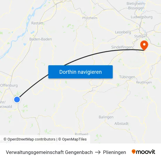 Verwaltungsgemeinschaft Gengenbach to Plieningen map