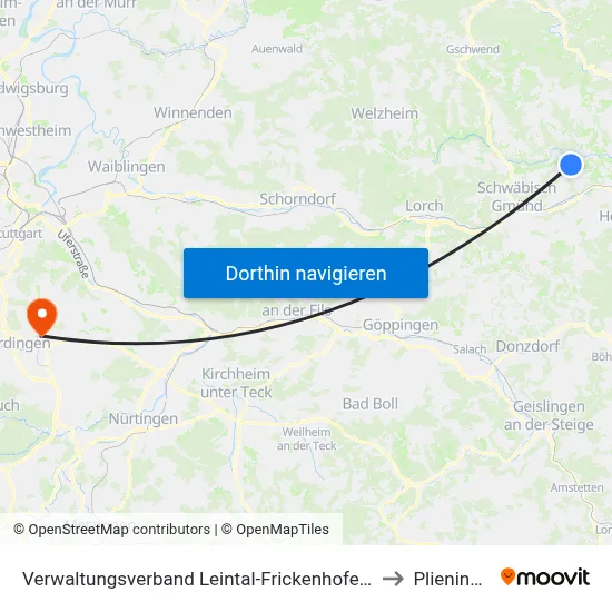 Verwaltungsverband Leintal-Frickenhofer Höhe to Plieningen map