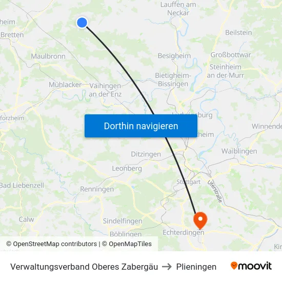Verwaltungsverband Oberes Zabergäu to Plieningen map