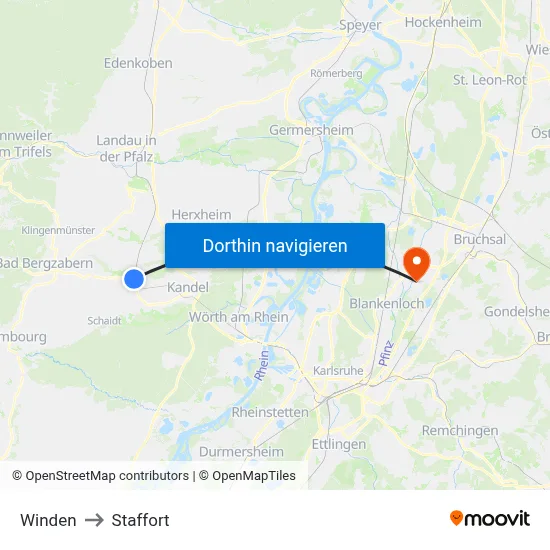 Winden to Staffort map