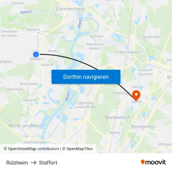 Rülzheim to Staffort map