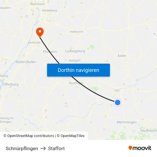 Schnürpflingen to Staffort map