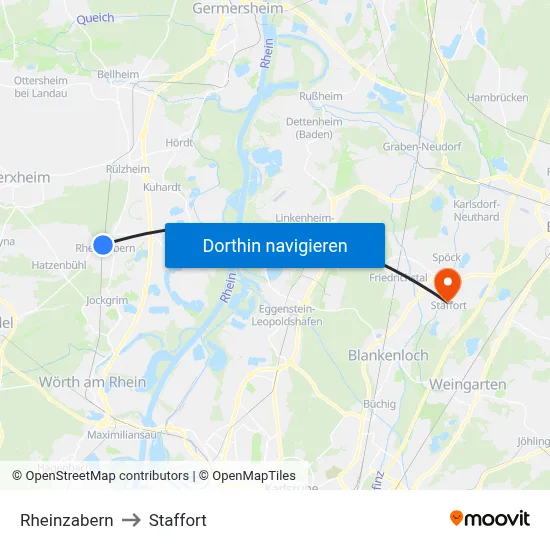 Rheinzabern to Staffort map