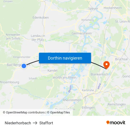 Niederhorbach to Staffort map
