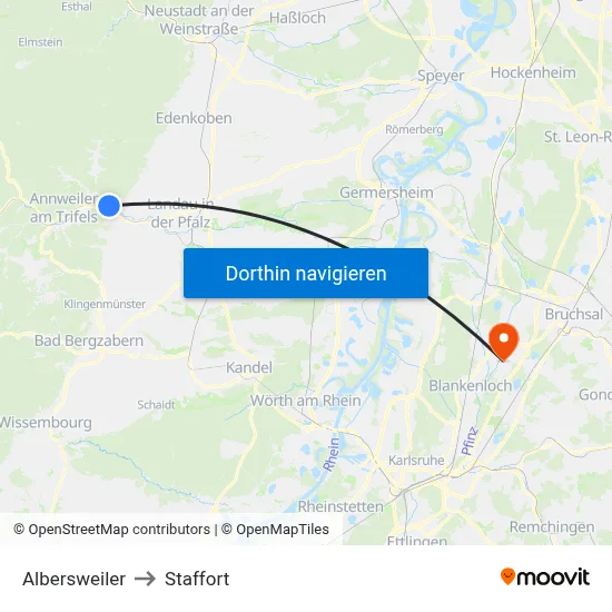 Albersweiler to Staffort map