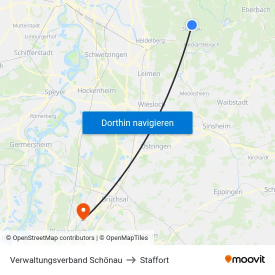 Verwaltungsverband Schönau to Staffort map