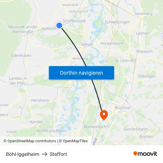 Böhl-Iggelheim to Staffort map