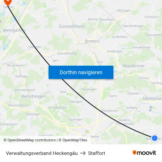 Verwaltungsverband Heckengäu to Staffort map