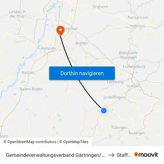Gemeindeverwaltungsverband Gärtringen/Ehningen to Staffort map