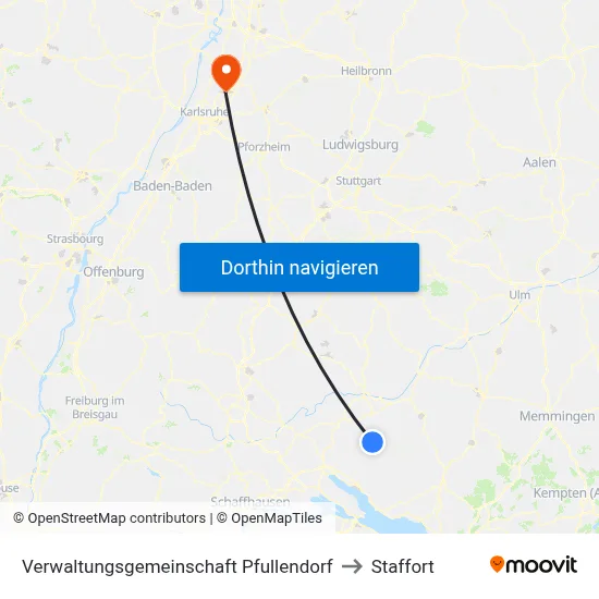 Verwaltungsgemeinschaft Pfullendorf to Staffort map