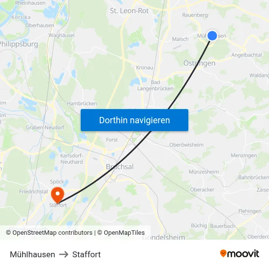 Mühlhausen to Staffort map