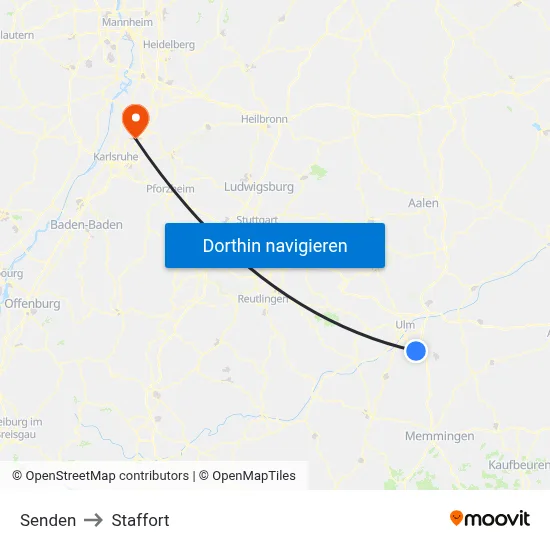 Senden to Staffort map