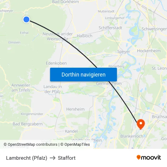 Lambrecht (Pfalz) to Staffort map