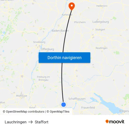 Lauchringen to Staffort map