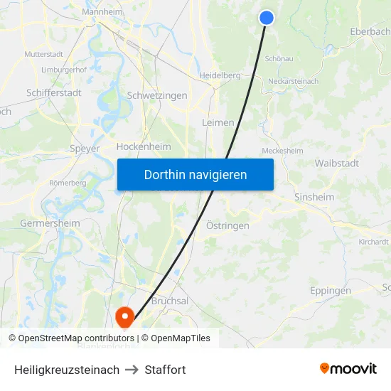 Heiligkreuzsteinach to Staffort map
