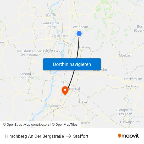 Hirschberg An Der Bergstraße to Staffort map