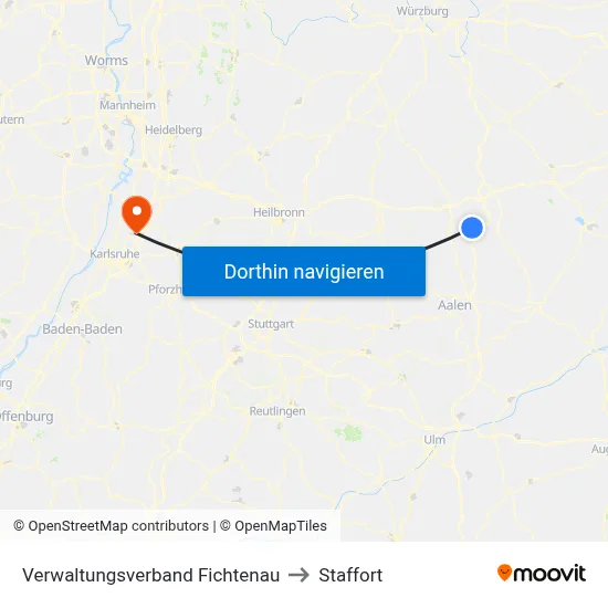 Verwaltungsverband Fichtenau to Staffort map