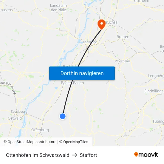 Ottenhöfen Im Schwarzwald to Staffort map