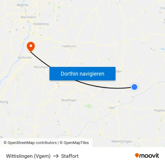 Wittislingen (Vgem) to Staffort map