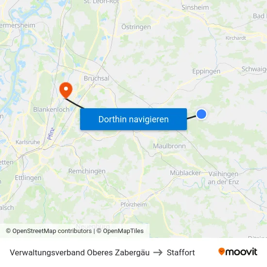 Verwaltungsverband Oberes Zabergäu to Staffort map