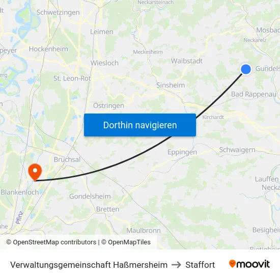 Verwaltungsgemeinschaft Haßmersheim to Staffort map
