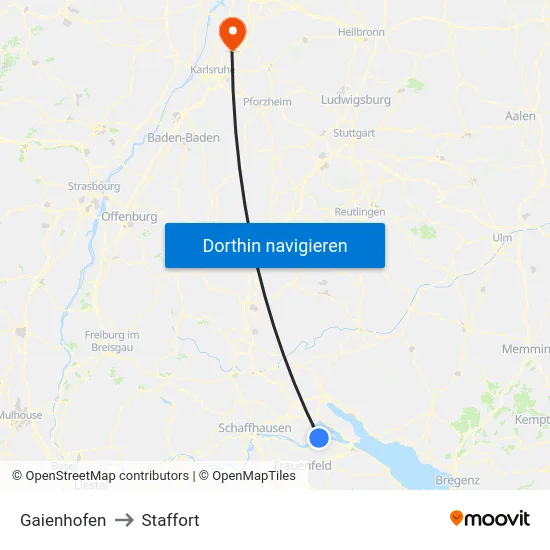 Gaienhofen to Staffort map