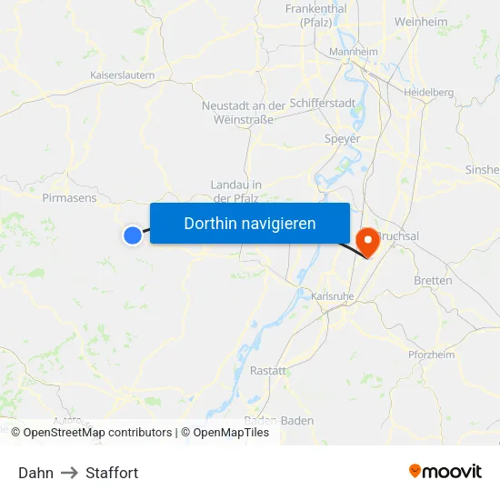 Dahn to Staffort map