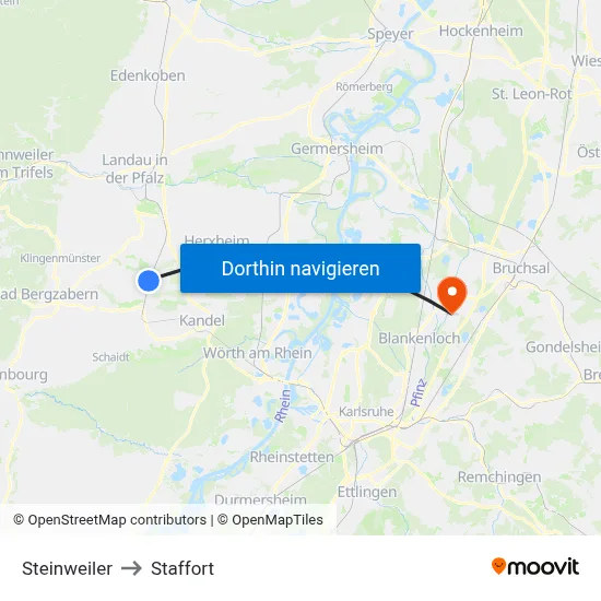 Steinweiler to Staffort map