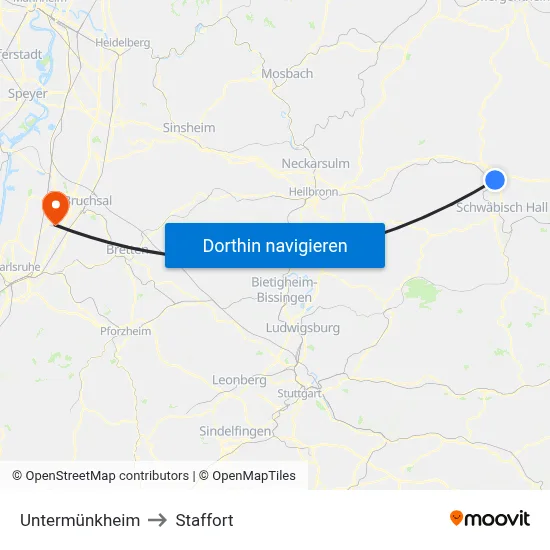 Untermünkheim to Staffort map