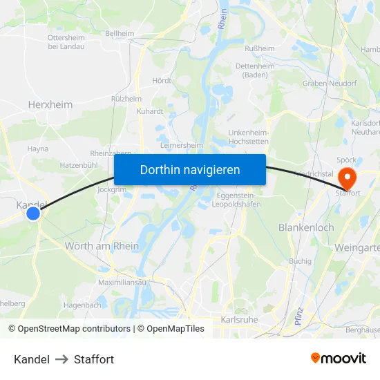 Kandel to Staffort map