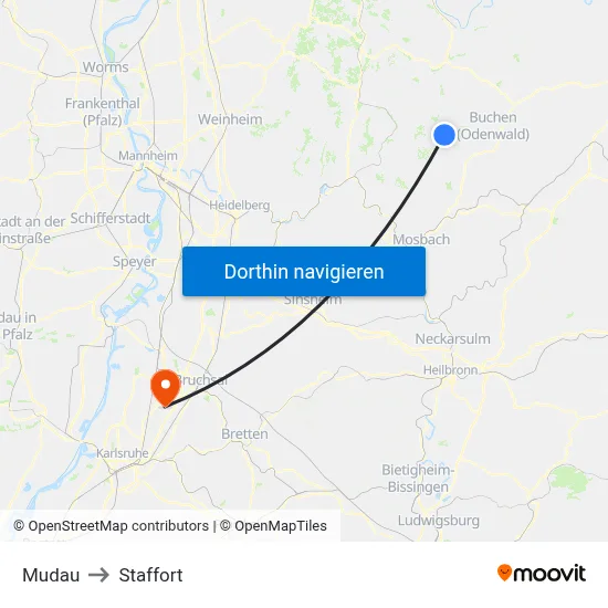 Mudau to Staffort map