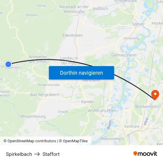 Spirkelbach to Staffort map
