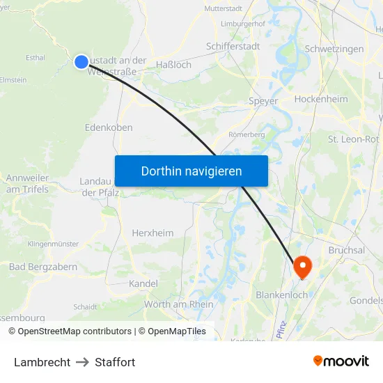 Lambrecht to Staffort map