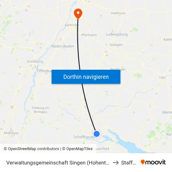 Verwaltungsgemeinschaft Singen (Hohentwiel) to Staffort map