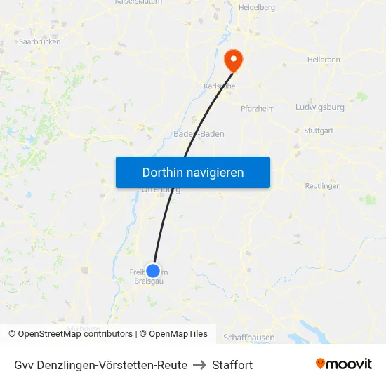 Gvv Denzlingen-Vörstetten-Reute to Staffort map